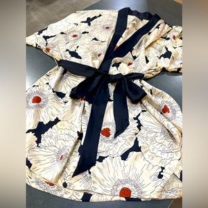 Noiri silk kimono poppy sold out luxury sleepwear satin floral print robe sexy
